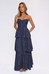 Frost Flare Strapless Maxi Dress Navy