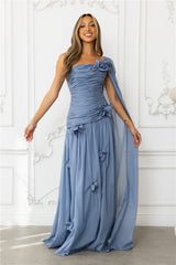 Silver Breeze One Shoulder Maxi Dress Slate
