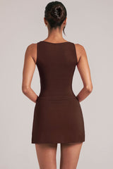 Square-Neck Top in Chocolate Brown