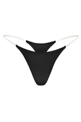 Seamless Knit Clear Strap Thong in Black