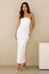 Crowned In Confidence Strapless Maxi Dress White