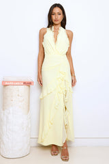 Saucy Secrets Halter Maxi Dress Yellow