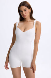 Modal Sweetheart-Neck Unitard in White