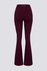 Soft Active V-Waist Pocket Flared Leggings in Burgundy