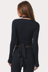 Soft Jersey Wrap Top in Black