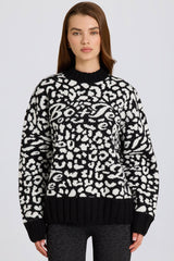 Jacquard-Knit Oversized Jumper in Black