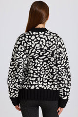 Jacquard-Knit Oversized Jumper in Black