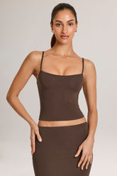 Modal Scoop-Neck Tank Top in Chocolate Brown