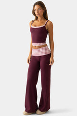Soft Active Wide-Leg Trousers in Plum