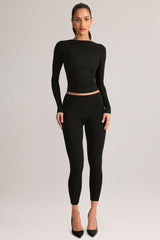 Modal Mid-Rise Cropped Leggings in Black