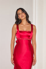 Electric Energy Satin Maxi Dress Red