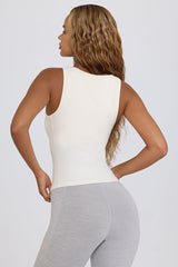 Soft Active V-Neck Tank Top in White