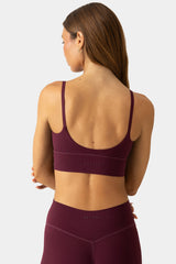 Soft Active Scoop-Neck Sports Bra in Plum