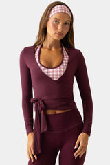 Soft Jersey Wrap Top in Plum