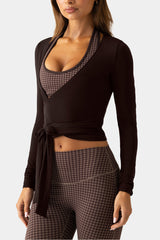 Soft Jersey Wrap Top in Espresso