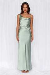The Madeline Cowl Satin Maxi Dress Sage