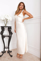 Parties In Spring Satin Maxi Dress Champagne