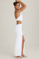 Cut-Out Halterneck Maxi Dress in White