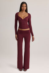 Modal Mid-Rise Trousers in Plum