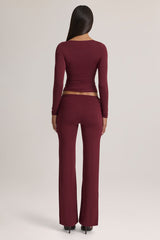 Modal Mid-Rise Trousers in Plum