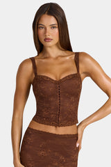 Lace Cami Top in Cocoa Brown