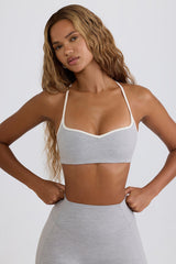 Soft Active Sweetheart-Neck Sports Bra in Grey Marl