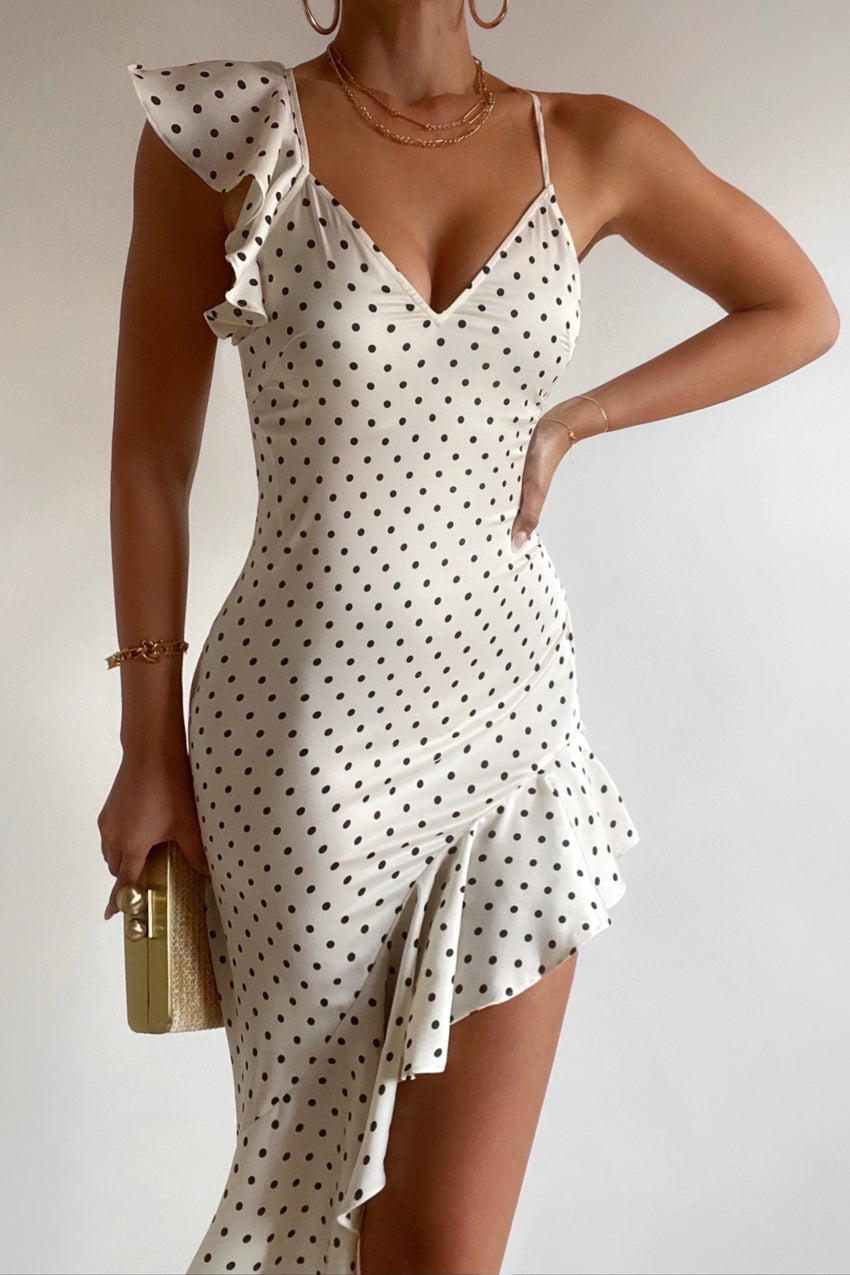 HELLO MOLLY Riviera Satin Maxi Dress Cream
